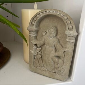 Carruth Studio St. Francis Blesses the Animals Cast stone garden wall plaque